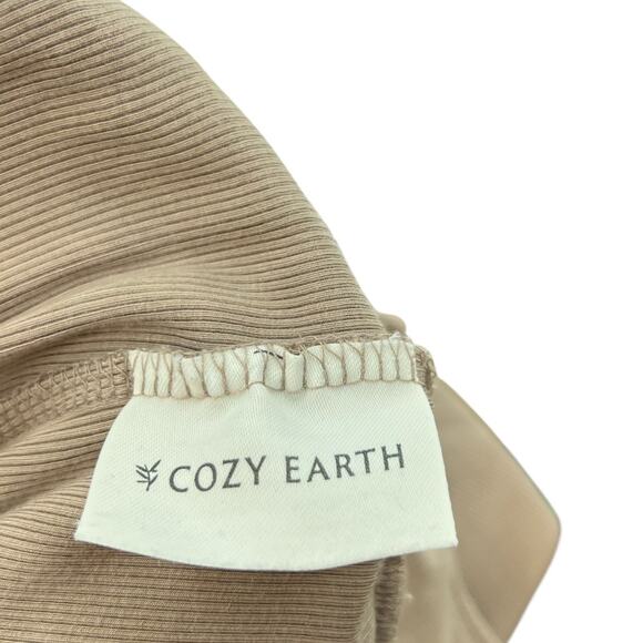 Cozy Earth Bamboo Rib-Knit Jogger Pants Lounge Brown Beige Size Large - Picture 9 of 10
